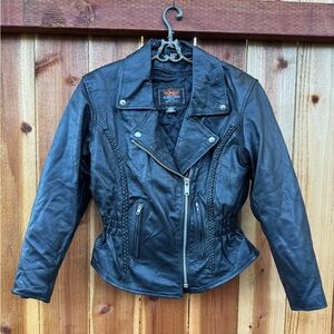Milwaukee Legend Gear Black Leather Moto Jacket Medium Women’s Motorcycle *576